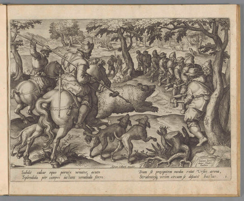 Bear hunting, Monogrammist FLB, 1580 - 1618 Canvas Print