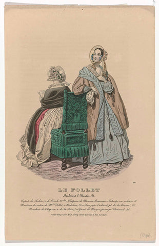 Le Follet, 1840, No. 890 : Capote de Leclér (...), anonymous, 1840 Canvas Print