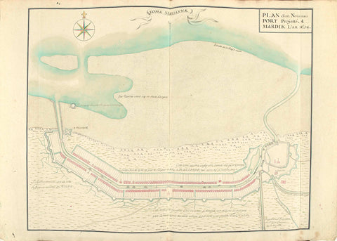 Map of the canal between Fort Mardijk and Dunkirk, Samuel Du Ry de Champdoré, 1701 - 1715 Canvas Print