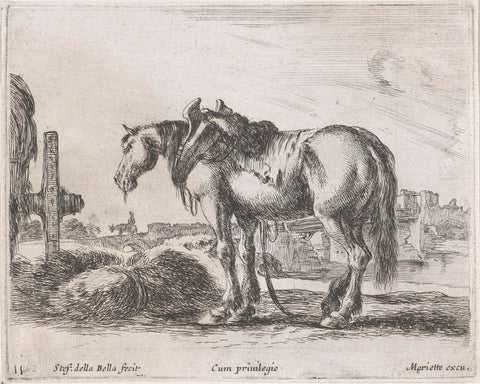 Uitgespannen paard, Stefano della Bella, 1620–1664 Canvas Print