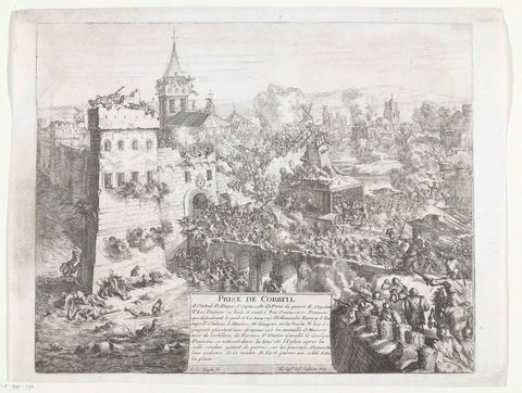 Capture of Corbeil, 1590, Romeyn de Hooghe, 1670 - 1699 Canvas Print