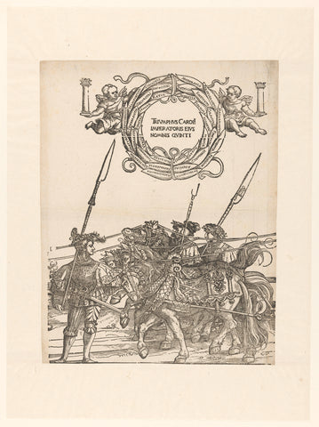 Third team of four horses, Hans Schäufelein, 1537 Canvas Print