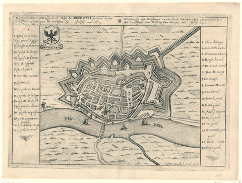 Map of Deventer, conquered by the Bishop of Munster in 1672, Gaspar Bouttats, 1672 Canvas Print