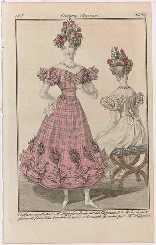 Journal des Dames et des Modes, Costume Parisien, 10 January 1828, (2565): Coeffure executed by Mr Hyppolit (...), anonymous, 1828 Canvas Print