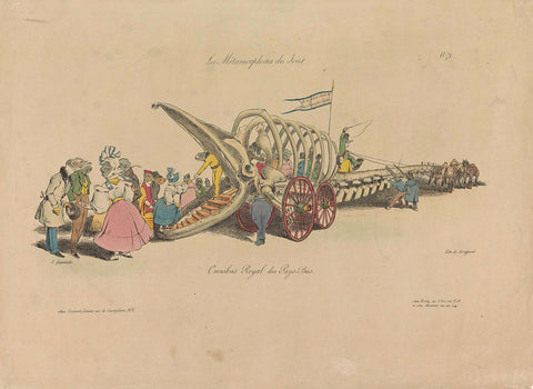 Whale skeleton as the royal Dutch omnibus, 1829, J. Grandville, Pierre Langlumé, 1829 Canvas Print