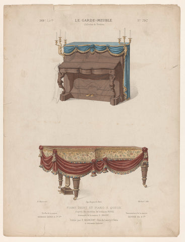 Piano and grand piano with draperies, Midart, c. 1885 - c. 1895 Canvas Print