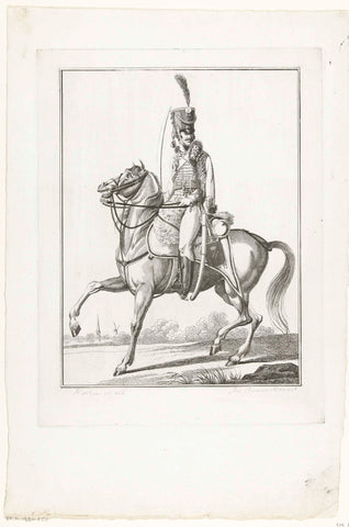 Huzaar on horseback with saber, Joannes Bemme, 1800 - 1841 Canvas Print