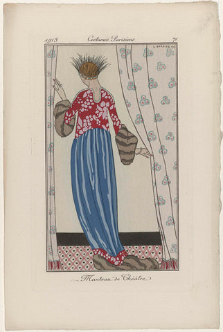 Journal des Dames et des Modes, Costumes Parisiens, 1913, No. 71 : Manteau de Théâtre, George Barbier, 1913 Canvas Print