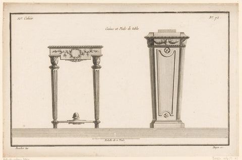 Table and pedestal, Nicolas Dupin, 1772 - 1779 Canvas Print