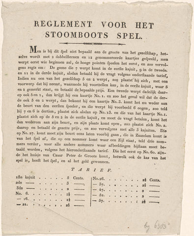 Spelregels voor het Stoombootspel, ca. 1823-1829, Theodorus Johannes Wijnhoven-Hendriksen, 1823 - 1829 Canvas Print