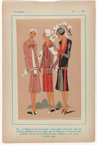 Très Parisien, 1926, No.  1, Pl. 18: THE SHADOW OF YOUNG WOMEN, G-P. Joumard, 1926 Canvas Print