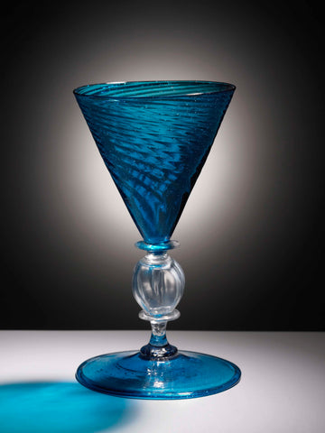 Wine glass with blue glass, anonymous, c. 1600 - c. 1700 Canvas Print