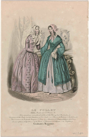 Le Follet, 1846, No. 1282 : Robe & pardessus (...), anonymous, 1846 Canvas Print