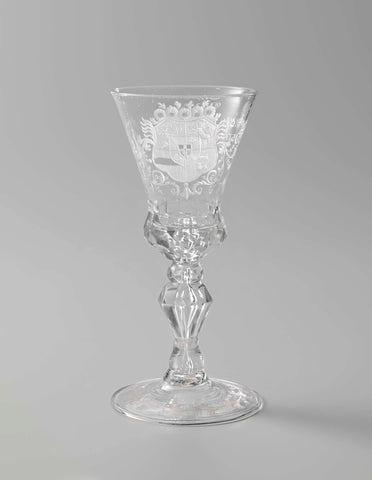 Wine glass with the arms of William IV, anonymous, c. 1730 - c. 1750 Canvas Print