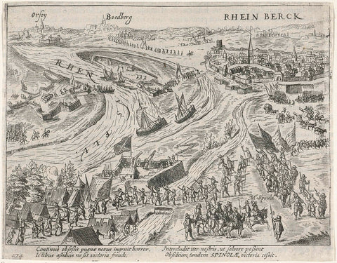 Conquest of Rheinberg by Spinola, 1606, anonymous, 1613 - 1615 Canvas Print