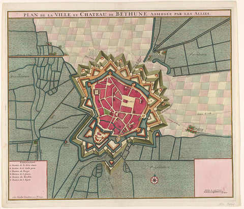 Map of Béthune, 1710, anonymous, 1710 Canvas Print