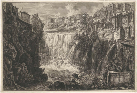 Waterfall in Tivoli, Giovanni Battista Piranesi, 1748 - 1778 Canvas Print