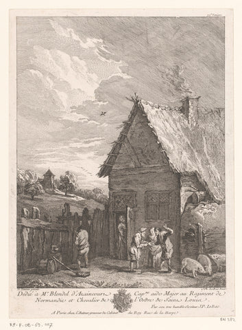 Various figures for a farmhouse, Jacques-Philippe Le Bas, 1717 - 1783 Canvas Print