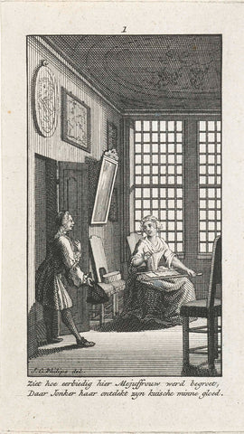 Kennismaking, Jan Caspar Philips (attributed to), 1740 - 1760 Canvas Print