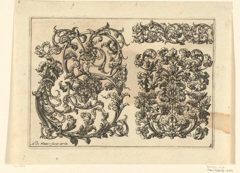 Two vertical motifs and a narrow frieze of leaf vines, Anthonie de Winter, c. 1690 - c. 1700 Canvas Print