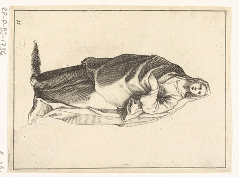 Woman with a veil over her head, Frederick Bloemaert, after 1635 - 1669 Canvas Print