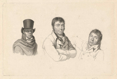 Portretten van Jan Kamphuysen, Dirk Versteegh en Hendrik de Flines, Jacob Ernst Marcus, 1813 - 1814 Canvas Print