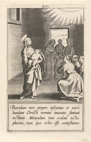 Catharina prays for the healing of a sick boy, Cornelis Galle (I), 1603 Canvas Print