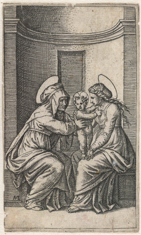 Maria and child and saint Anna, Marcantonio Raimondi, 1500 - 1527 Canvas Print