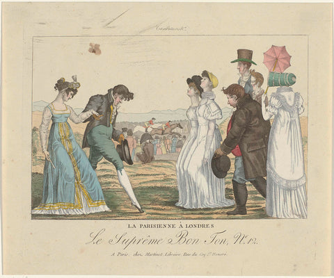 The Supreme Good Ton. Caricatures, 1800-1815, No 12: La Parisienne à Londres, anonymous, 1800-1815 Canvas Print