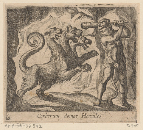 Hercules en Cerberus, Antonio Tempesta, 1606 Canvas Print