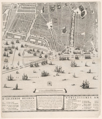 Map of Amsterdam with design and execution of the Fourth Explanation (fifth part), Julius Mülhüssen, 1721 - 1774 Canvas Print