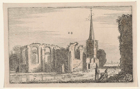 Two Monastics at a Ruins of a Church, Jan van de Velde (II), 1616 Canvas Print