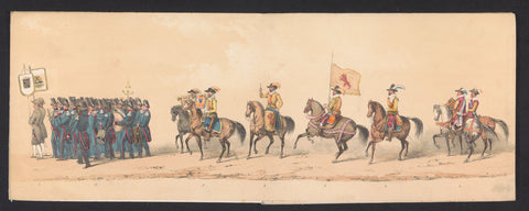 Historical parade by students of the Groningen University of Applied Sciences, 1850 (plate 1), Johannes Hermanus van de Weijer, 1850 Canvas Print