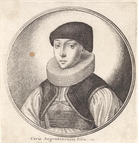 Woman with pleated collar and hat, Wenceslaus Hollar, 1642 Canvas Print