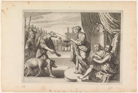 Circe turns Odysseus ́ companions into boars, Crispijn van de Passe (II) (workshop of), c. 1636 - 1670 Canvas Print