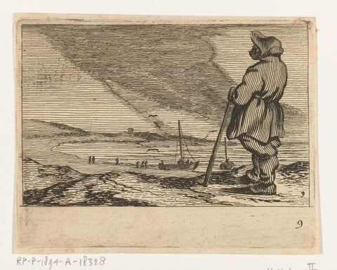 Dune landscape with a man looking out over the sea, Gillis van Scheyndel (I), 1645 Canvas Print