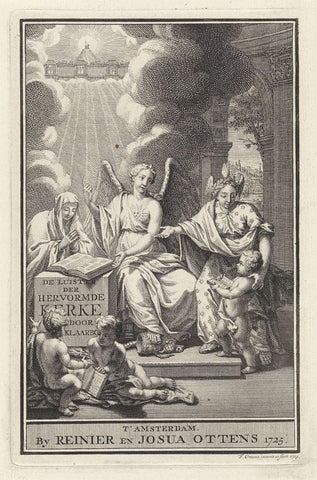 Allegorical title page with personification of the Reformed church, Frederik Ottens, 1725 Canvas Print