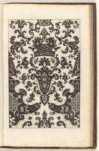 Pattern in black on a white ground; along the cental axis a sylised flower, Daniël Marot (I), 1703 - 1712 Canvas Print