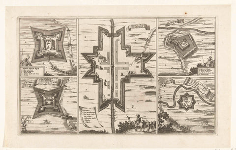 Five maps of fortresses, 1673, anonymous, 1673 - 1675 Canvas Print