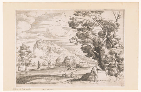 Landscape with bathing figures, Jean Pesne, 1666 - 1695 Canvas Print