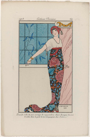 Journal des Dames et des Modes, Costumes Parisiens, 1913, No. 69 : Grande robe du soir, (...), George Barbier, 1913 Canvas Print