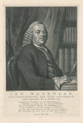 Portrait of Jan Wagenaar, Jacob Houbraken, 1766 Canvas Print