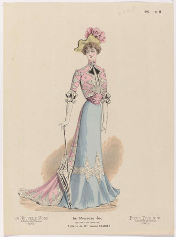 La Nouvelle Mode, Le Nouveau Jeu, Paris Fashions, 1900, No. 45 : Toilette de Mme Jeanne Granier, J Morel, 1900 Canvas Print