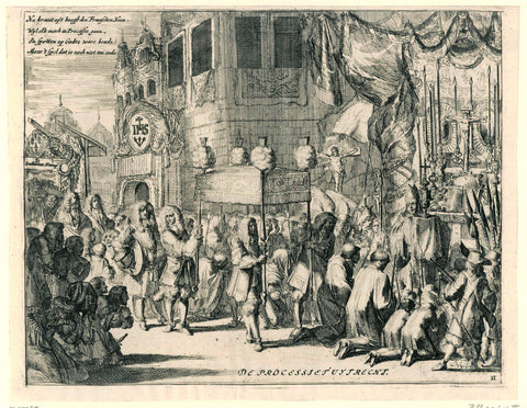 Procession held by the French Catholics on Sacrament Day of the year 1672, Johannes Jacobsz van den Aveele, 1674 Canvas Print