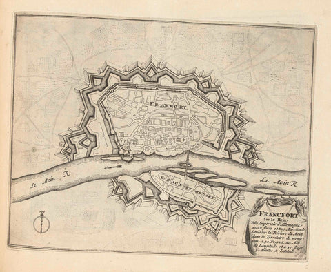 Map of Frankfurt am Main, ca. 1693-1696, anonymous, 1693 - 1696 Canvas Print