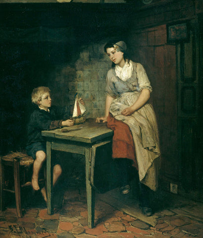 The Fisherman's Children, Bernardus Johannes Blommers, 1868 Canvas Print