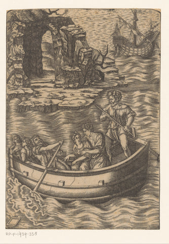 Veerboot, Agostino Veneziano, 1500 - c. 1536 Canvas Print