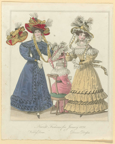 The World of Fashion, Newest Fashions for January 1828 : Walking dress (...), anonymous, 1828 Canvas Print