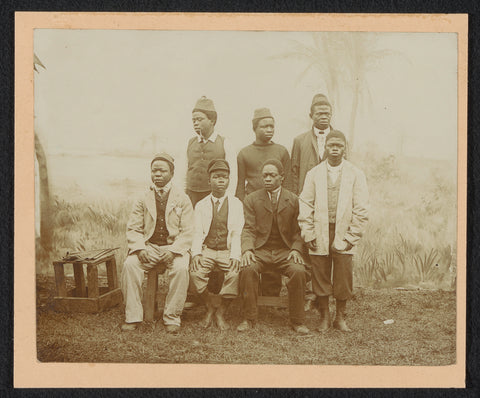 Portrait of a group of unknown Congolese during the World Exhibition of 1894 in Antwerp, Belgium, Hippolyte Wouwermans, 1894 Canvas Print