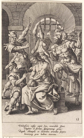 Crowning of Thorns of Christ, Antonie Wierix (II), 1583 - 1587 Canvas Print